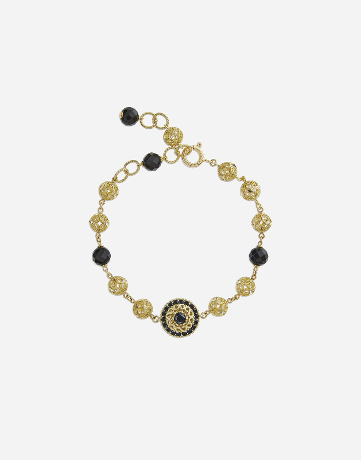 Dolce & Gabbana Bracelet en or avec saphirs noirs Doré/Noir WBKS1GWSABK