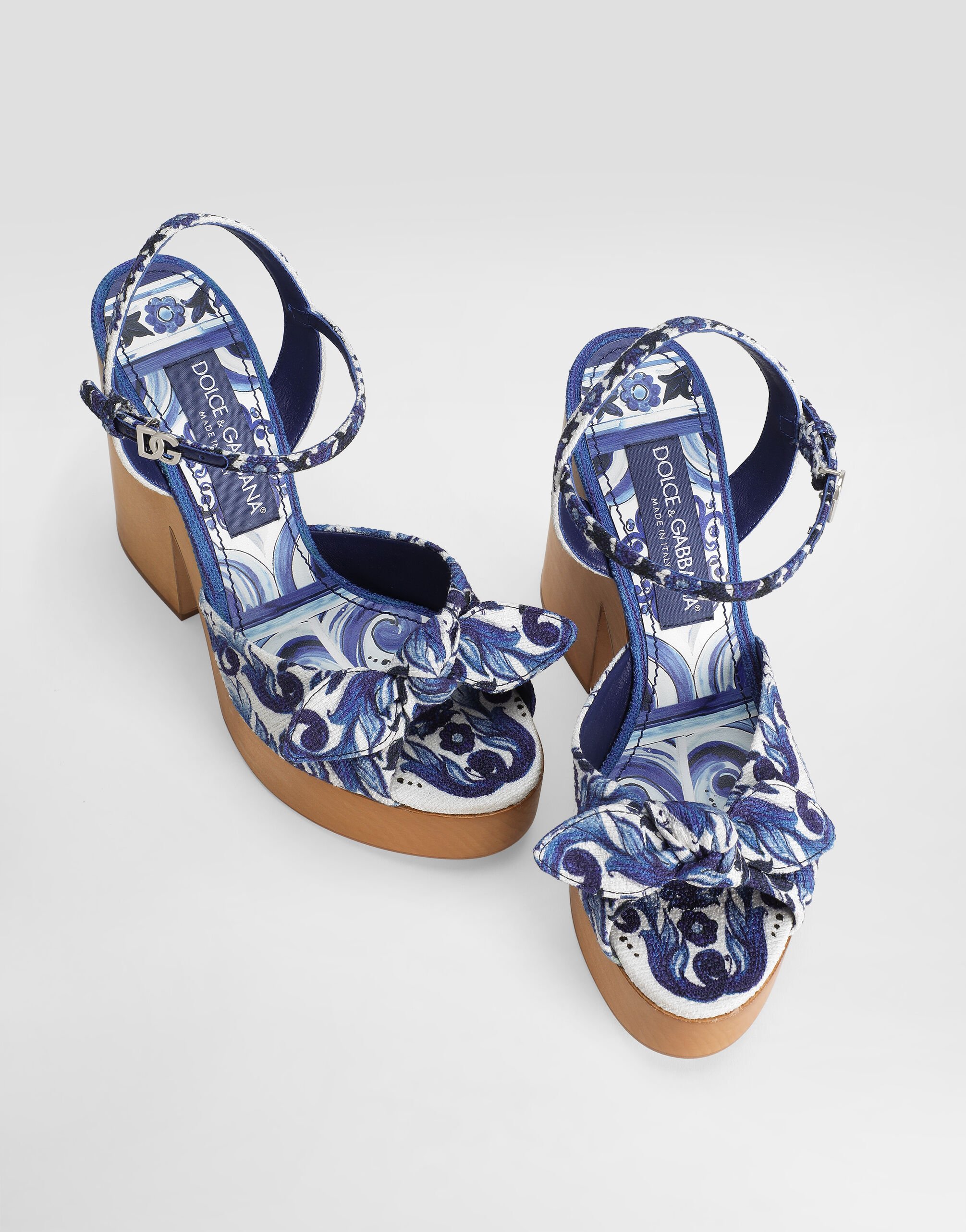 Majolica-print wedge sandal in Multicolor for Women