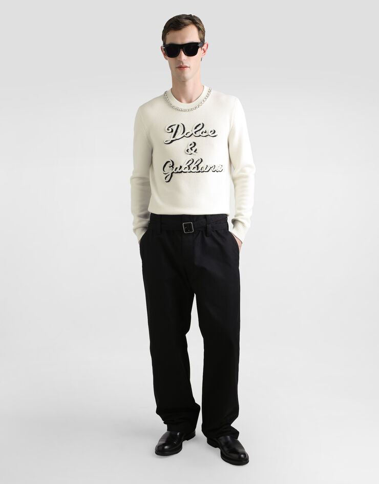 Dolce & Gabbana Wool pullover with intarsia White GXX01ZJDVC3
