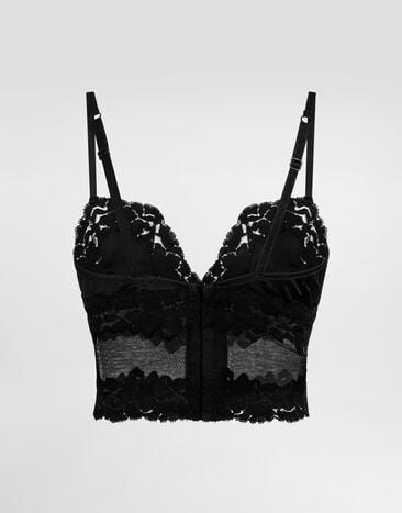 Dolce & Gabbana Top de encaje y raso Black O7A33TON07V