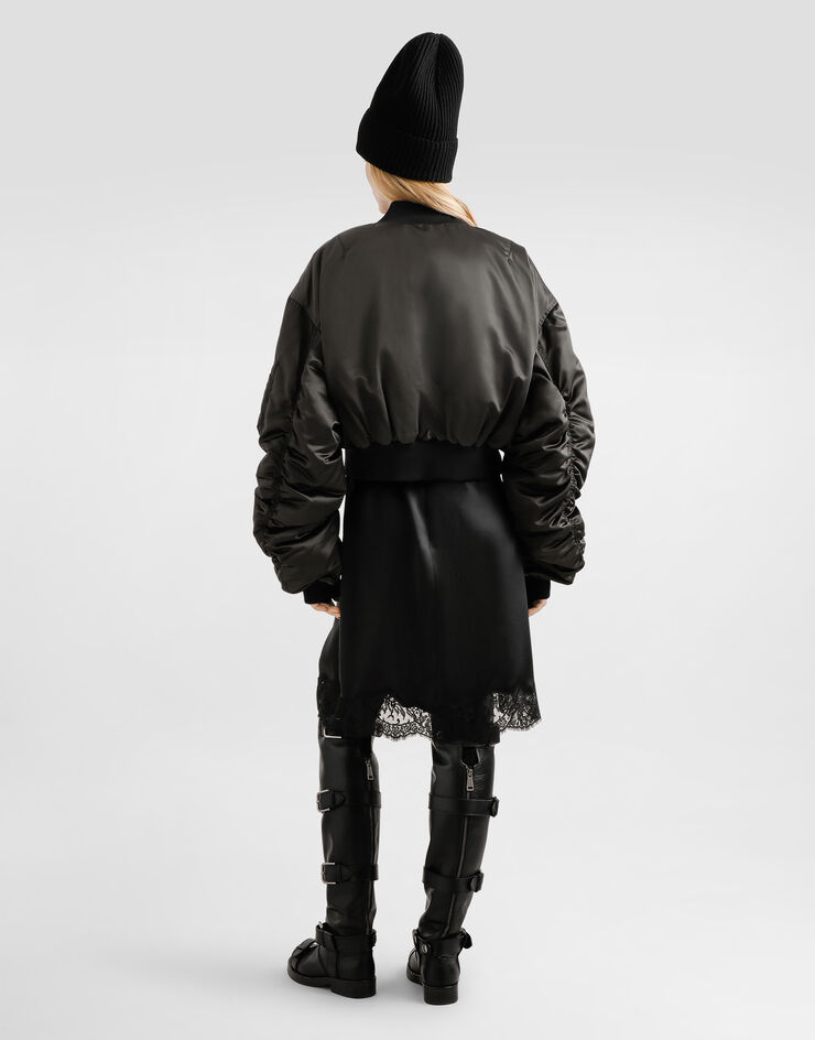 Dolce & Gabbana تنورة ميدي ساتان Black F4DASTFU1NU