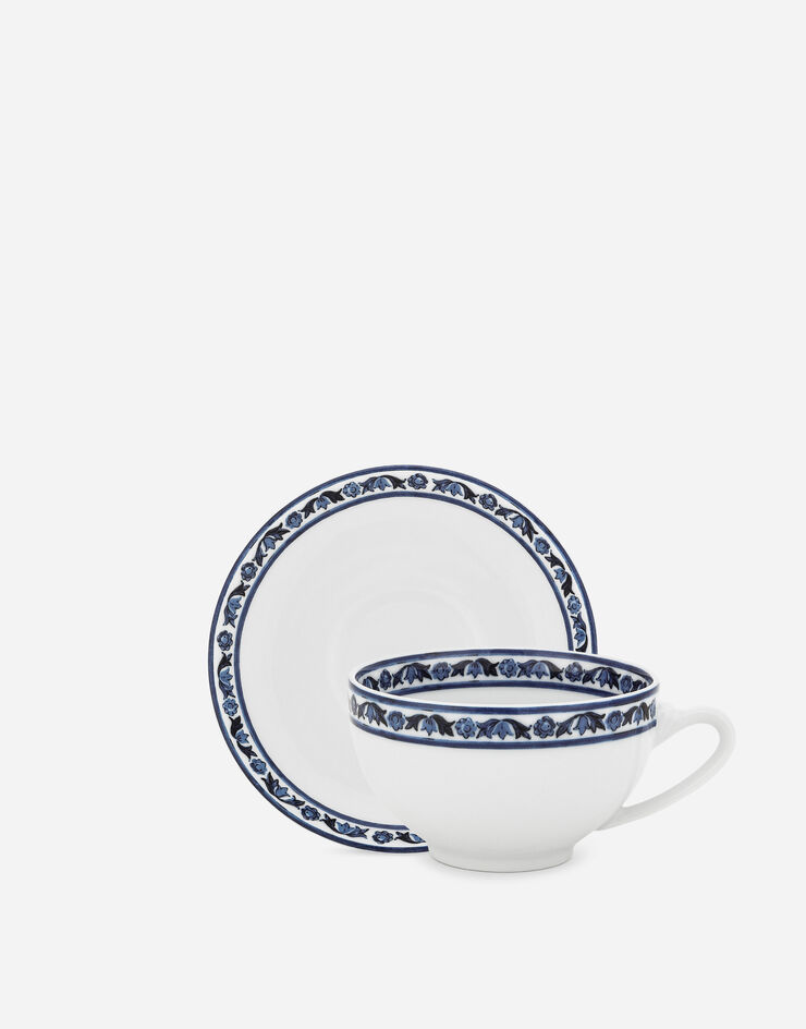 Dolce & Gabbana 2er-Set Teetassen mit Untertasse aus Porzellan Mehrfarbig TC0S13TCALI