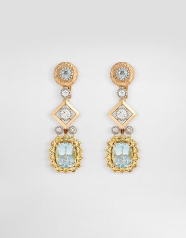 Dolce & Gabbana Eleganza Earrings 18-carat white and yellow gold, aquamarines and sapphires  WESA8GWAQM1
