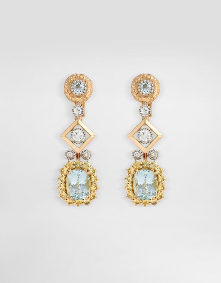 Dolce & Gabbana Eleganza Earrings 18-carat white and yellow gold, aquamarines and sapphires  WESA8GWAQM1