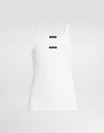 Dolce & Gabbana Cotton tank top with print White G8PA8TG7P3I