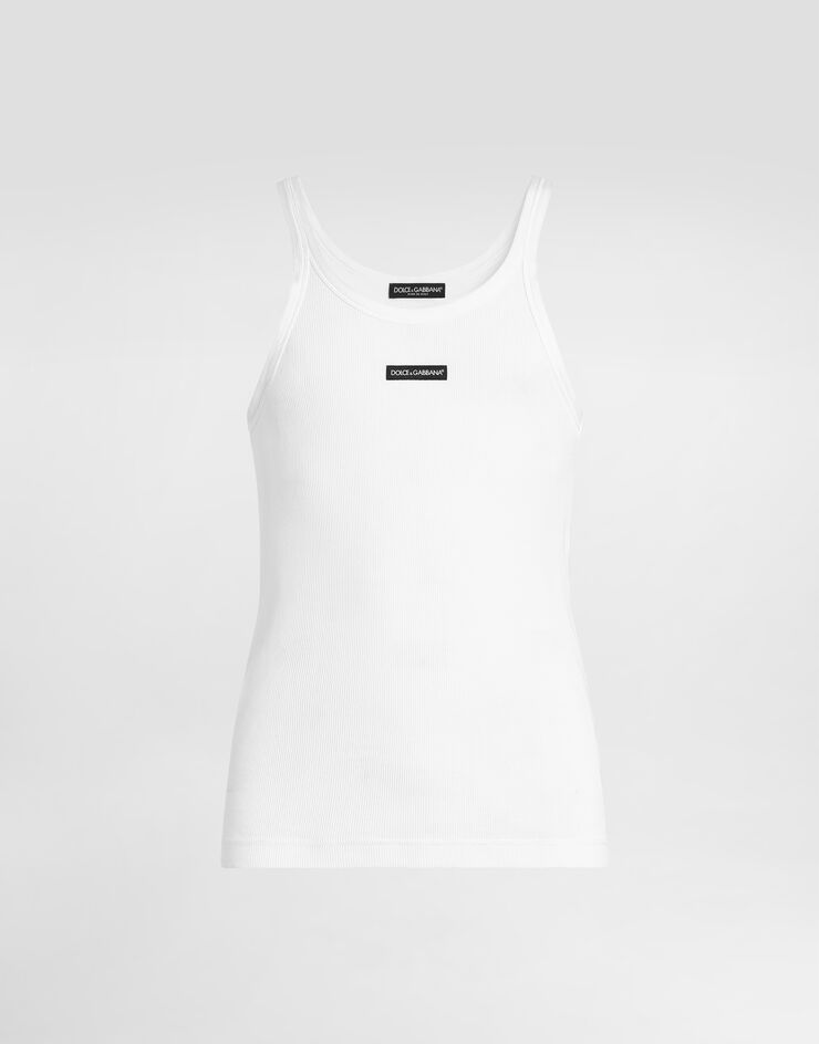 Dolce & Gabbana Cotton tank top with print White G8PA8TG7P3I