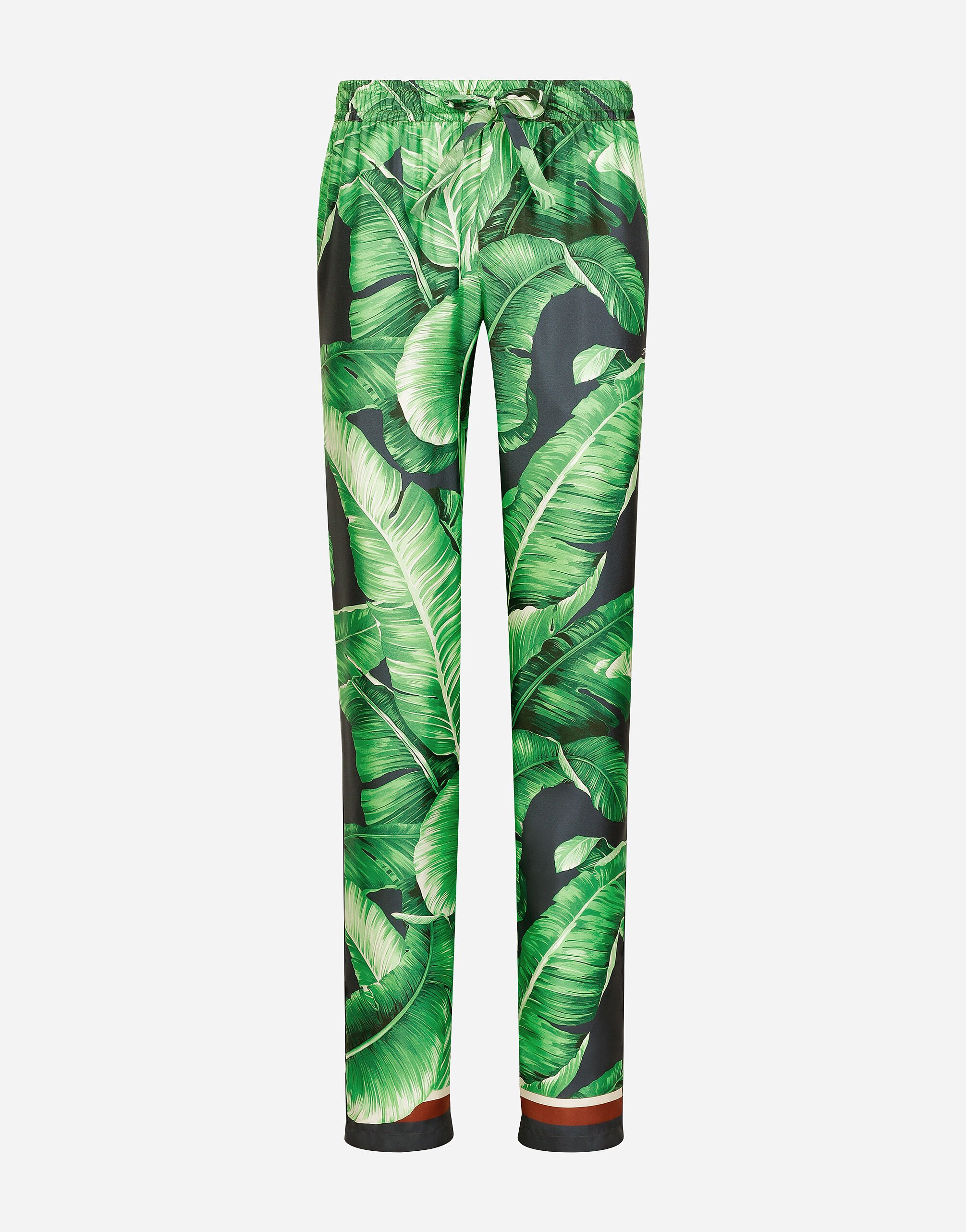 Dolce & Gabbana Pantalone pigiama in seta stampa Banano Stampa G5IF1THI1QA