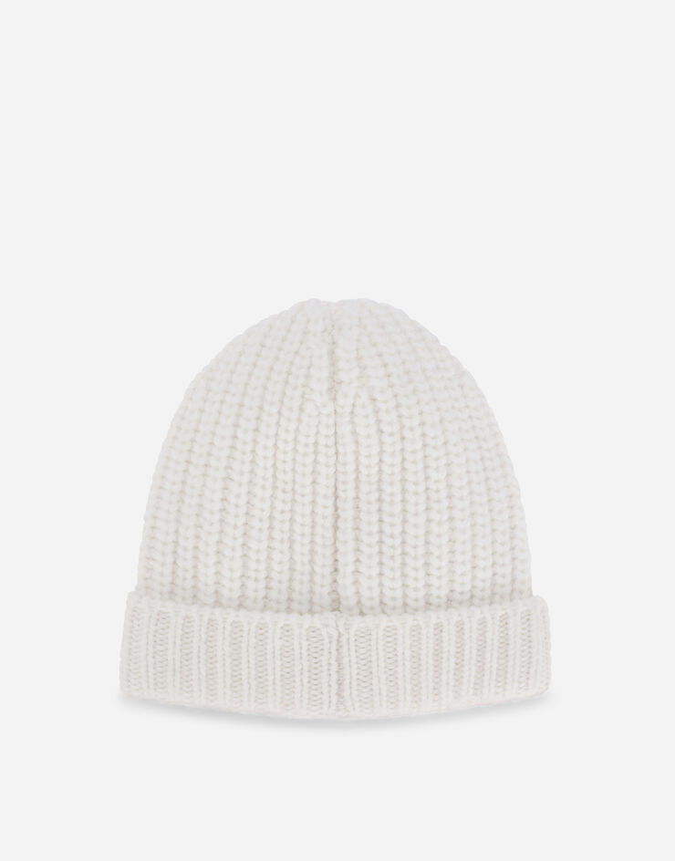 Dolce & Gabbana Gorro de punto acanalado con parche del logotipo DG Blanco LNKH37JBVU1