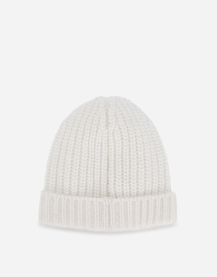Dolce & Gabbana Ribbed knit hat with DG logo patch White LNKH37JBVU1