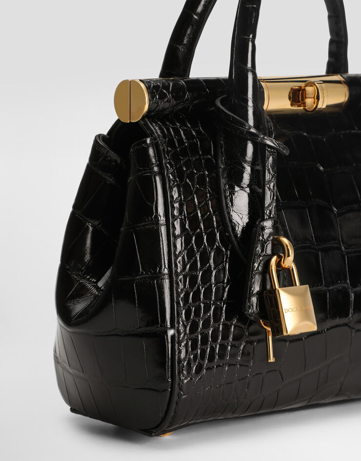 Dolce & Gabbana Marlene day mini handbag in polished alligator Black BB7744A2R08