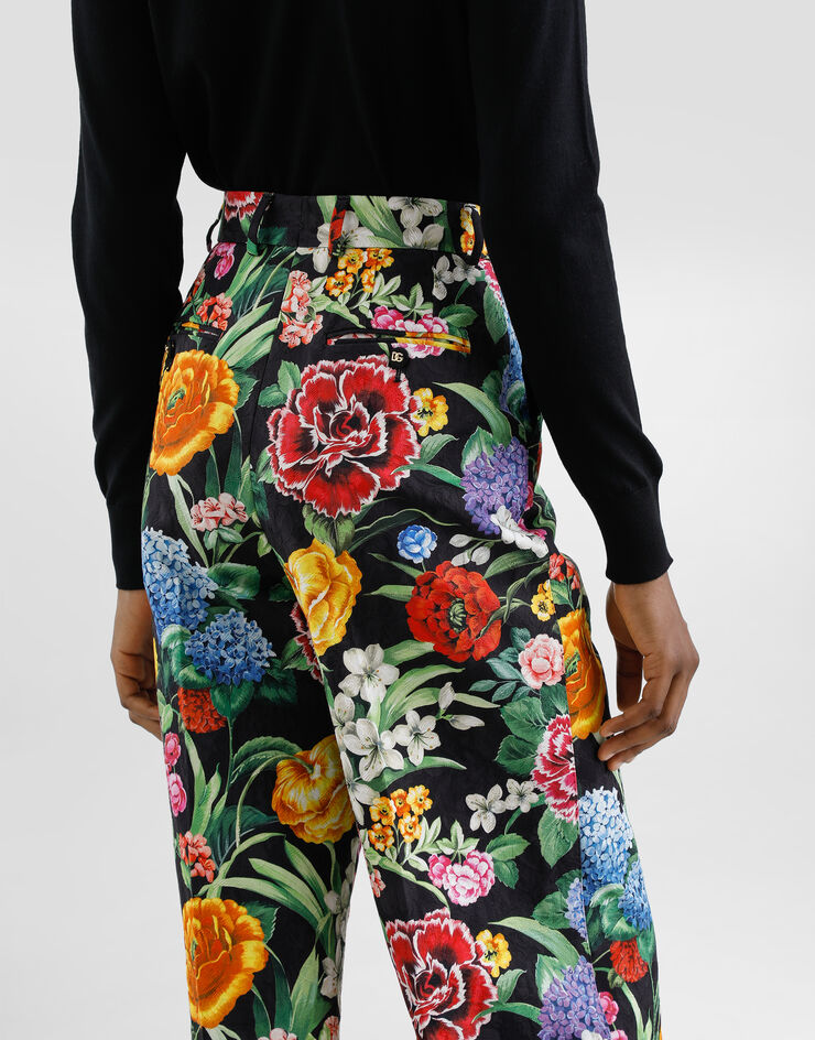 Dolce & Gabbana Pantalones palazzo de jacquard de algodón con estampado de flores Imprima FTCP1TFSFOA