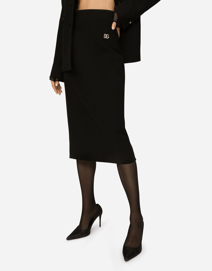 Dolce & Gabbana Woolen calf-length skirt Black F4CJGTFUBFX