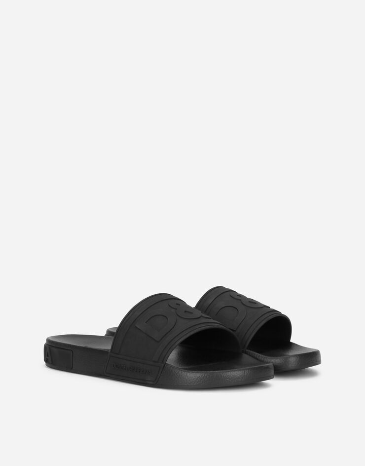 Dolce & Gabbana Rubber beachwear slides with DG logo Dolce & Gabbana Rubber beachwear slides with DG logo BLACK CS1786AX389