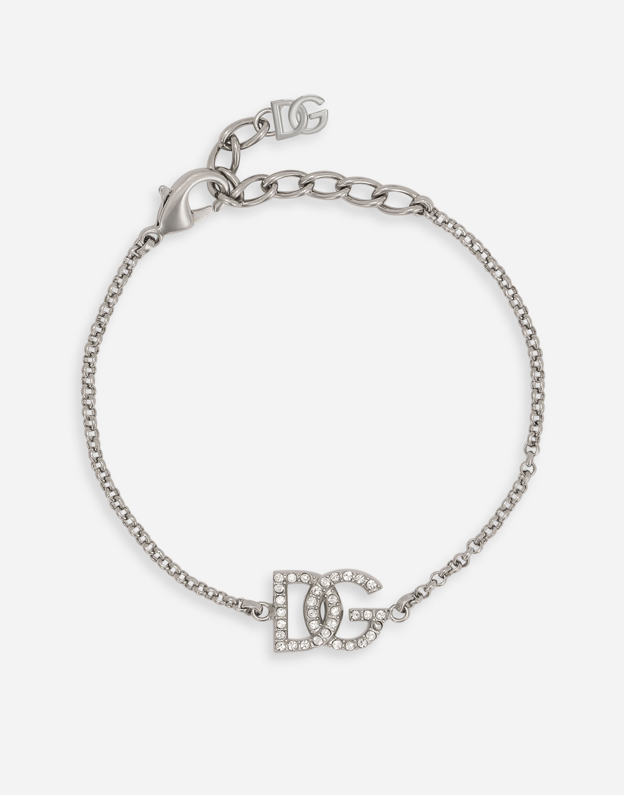 Dolce & Gabbana Pulsera de cadena con logotipo DG Gris G2RQ3TFUBE7