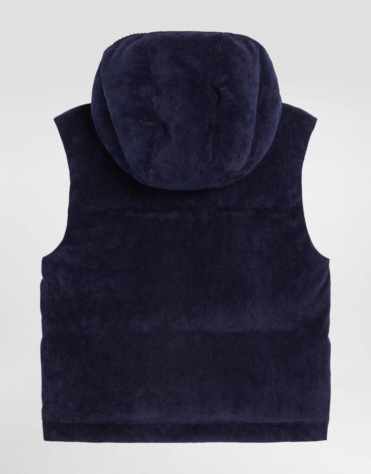 Dolce & Gabbana Sleeveless corduroy down jacket Blue L4JB7SFUEFO