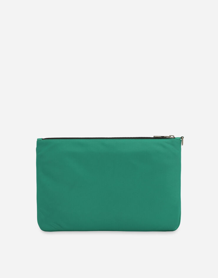 Dolce & Gabbana Nylon pouch with rubberized logo Green BP3259AG182