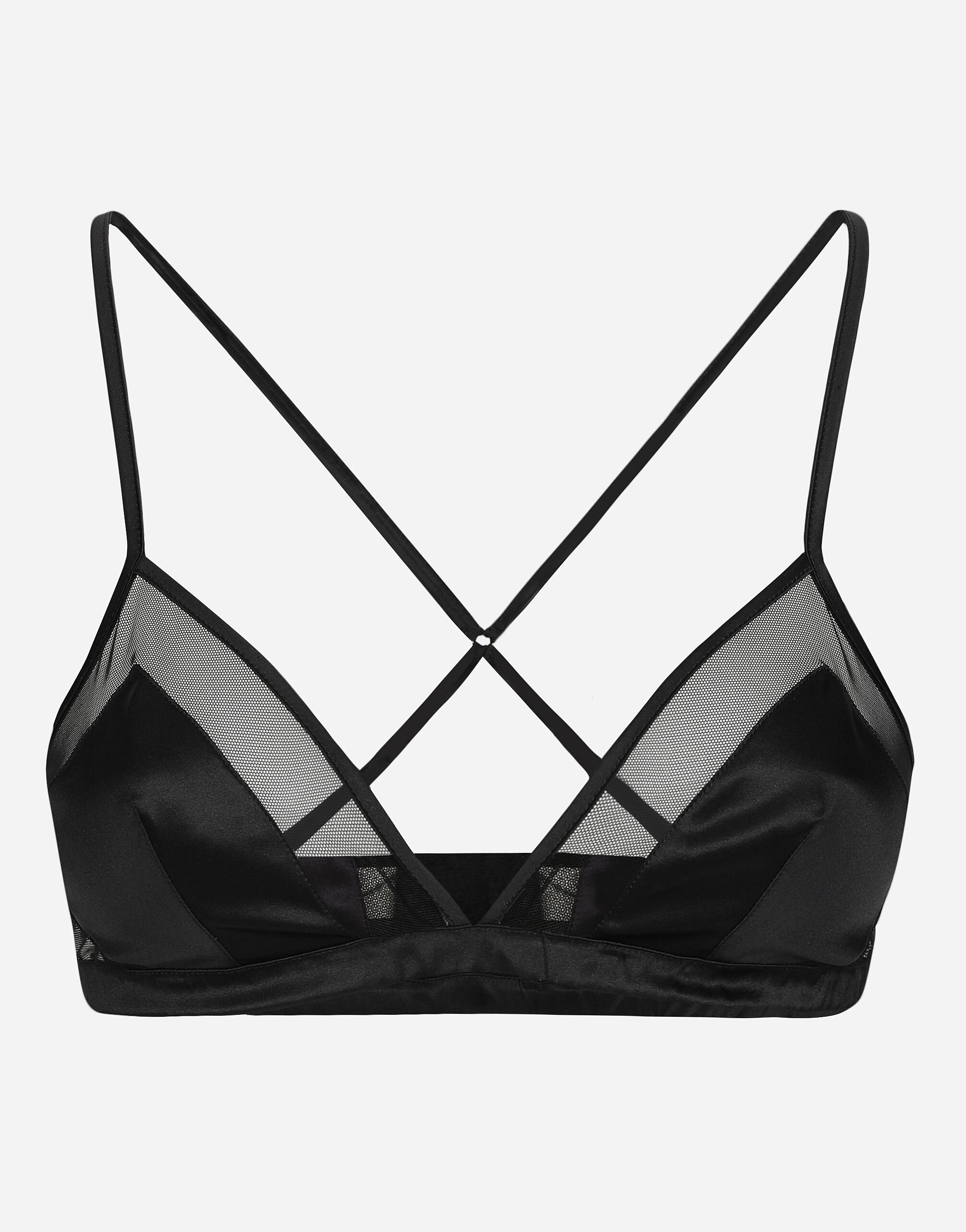 Dolce & Gabbana Satin and tulle soft-cup triangle bra Black O1G24TONQ79