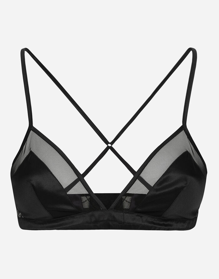 Dolce & Gabbana Satin and tulle soft-cup triangle bra Negro O1F24TONL25