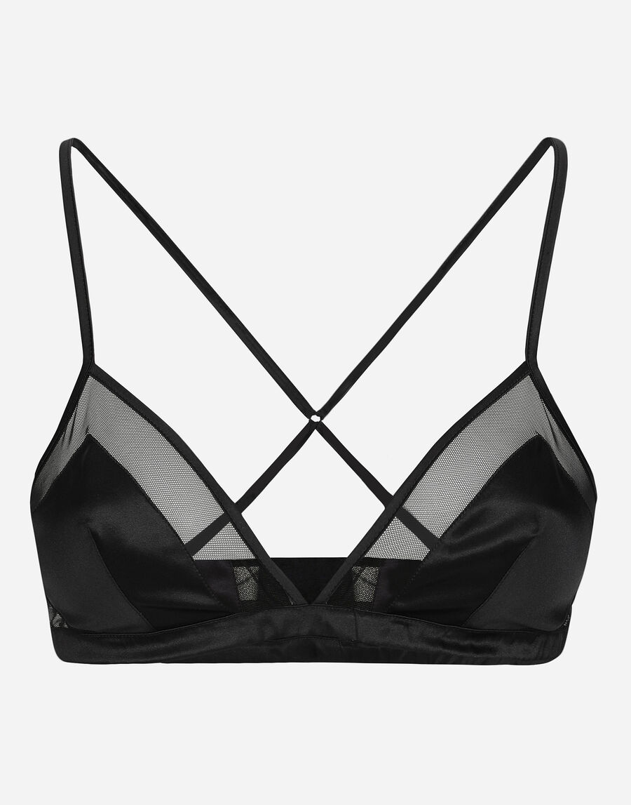 Satin and tulle soft-cup triangle bra