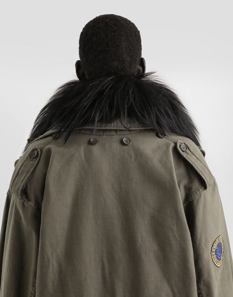 Dolce & Gabbana Oversized canvas parka Grey F9U00ZGDDHQ