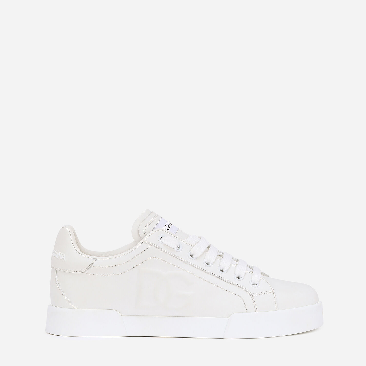 Calfskin Portofino sneakers with DG logo in White for