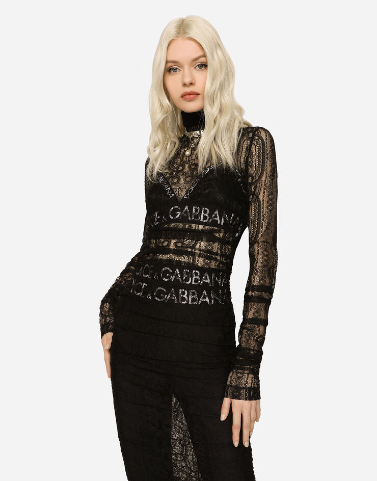 Dolce & Gabbana Lace calf-length dress Black F6AKUTFLRDN