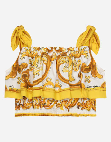 Dolce & Gabbana Top aus Popeline mit gelbem Majolika-Print Drucken LB4H48G7E1J