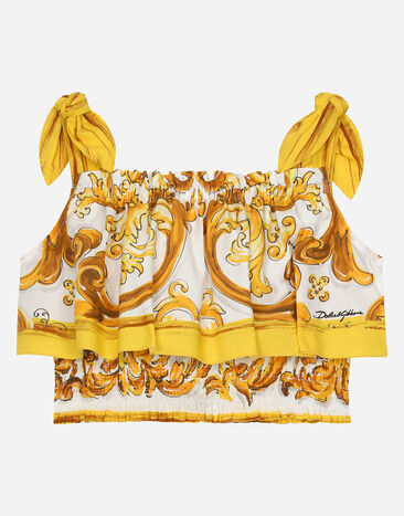 Dolce & Gabbana Poplin top with yellow majolica print Print L56S24HS5SU