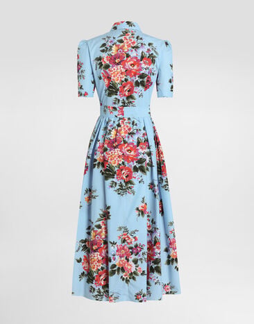 Dolce & Gabbana فستان قميص من بوبلين بطبعة باقة زهور Multicolor F6JFNTHS5UU