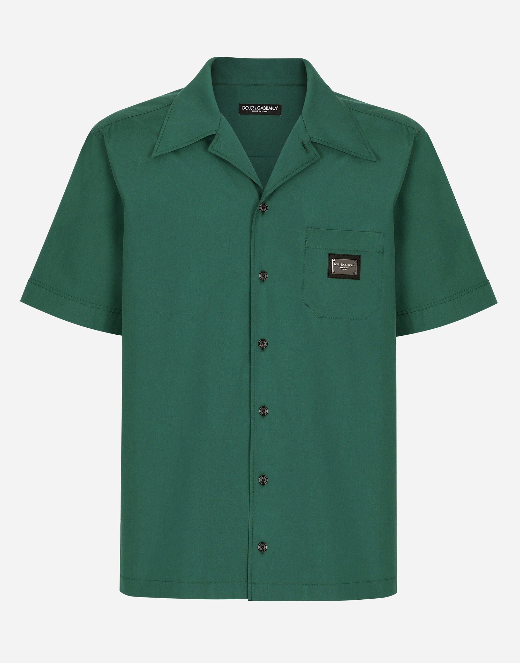 Camicia hawaii cotone con placca logata in Multicolore da Uomo Dolce Gabbana