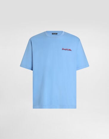 Dolce & Gabbana Футболка из хлопка с логотипом Azure G8PN9ZG7Q1W
