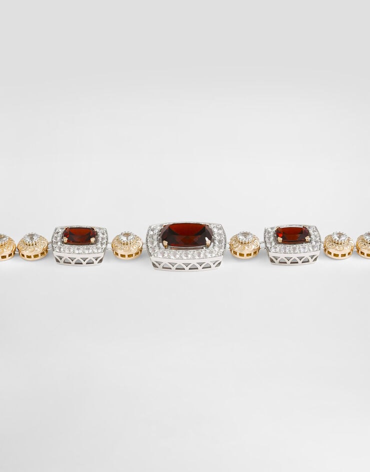 Dolce & Gabbana Eleganza Bracelet 18-carat white and rose gold, garnets, and sapphires White WBSA4GWGAR1