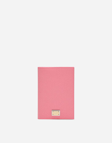 Dolce & Gabbana Funda para pasaporte en piel de becerro Dauphine con placa con logotipo Rosa BI2215A1001