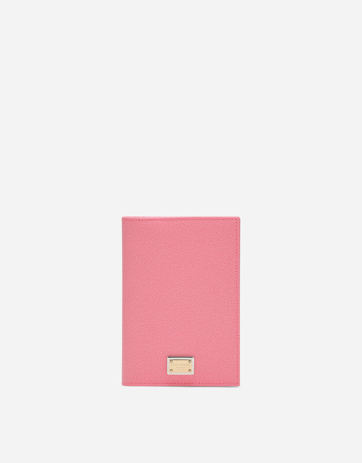Dolce & Gabbana 로고 플레이트 장식 도핀 카프스킨 여권 홀더 핑크 BI2215A1001