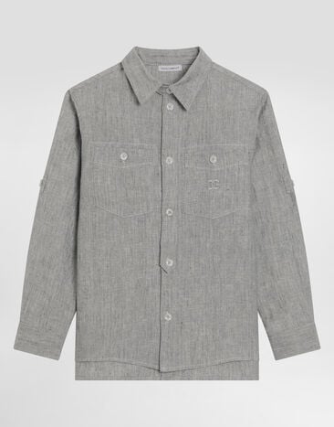 Dolce & Gabbana Washed linen canvas shirt Grey L44S43FU4MF