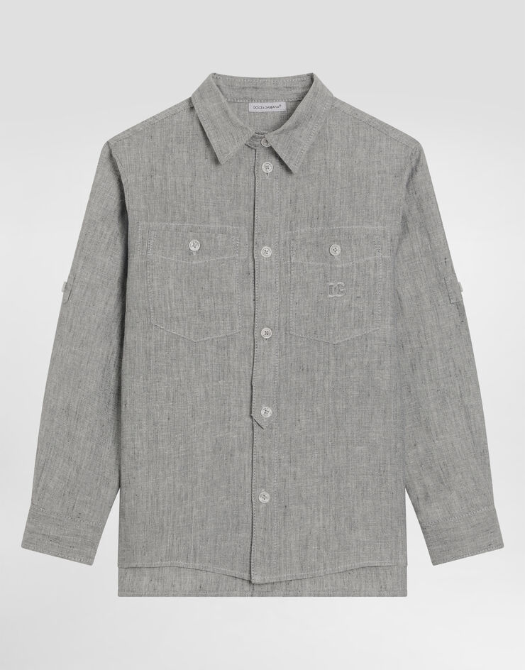Dolce & Gabbana Camisa en tela de lino lavada Gris L44S43FU4MF
