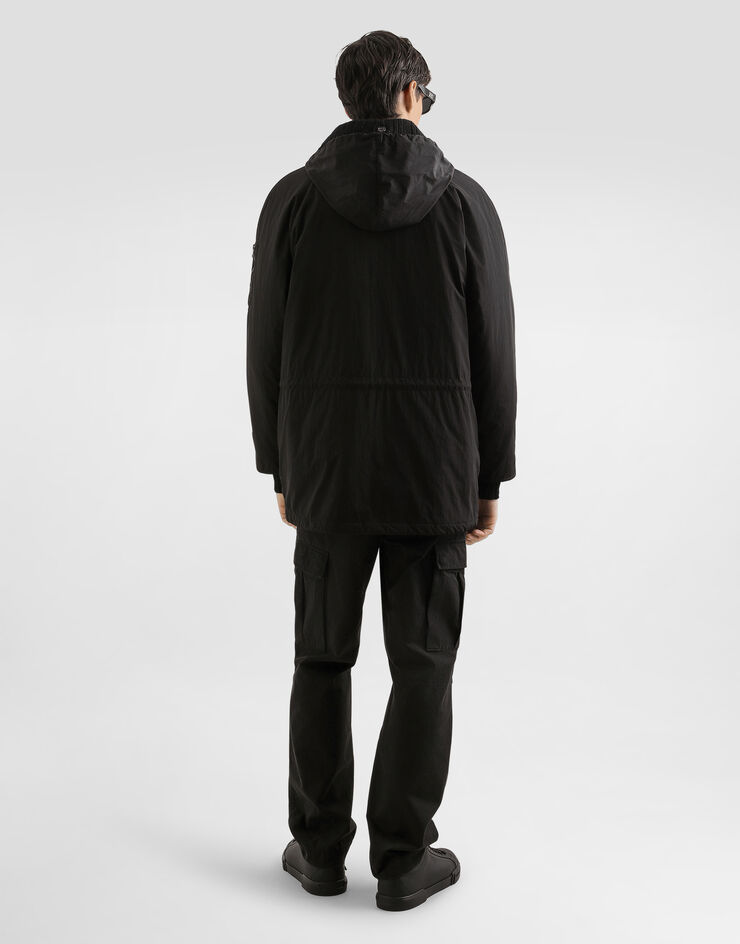 Dolce & Gabbana Giubbotto in nylon con cappuccio Nero G9BQVTHUMUE