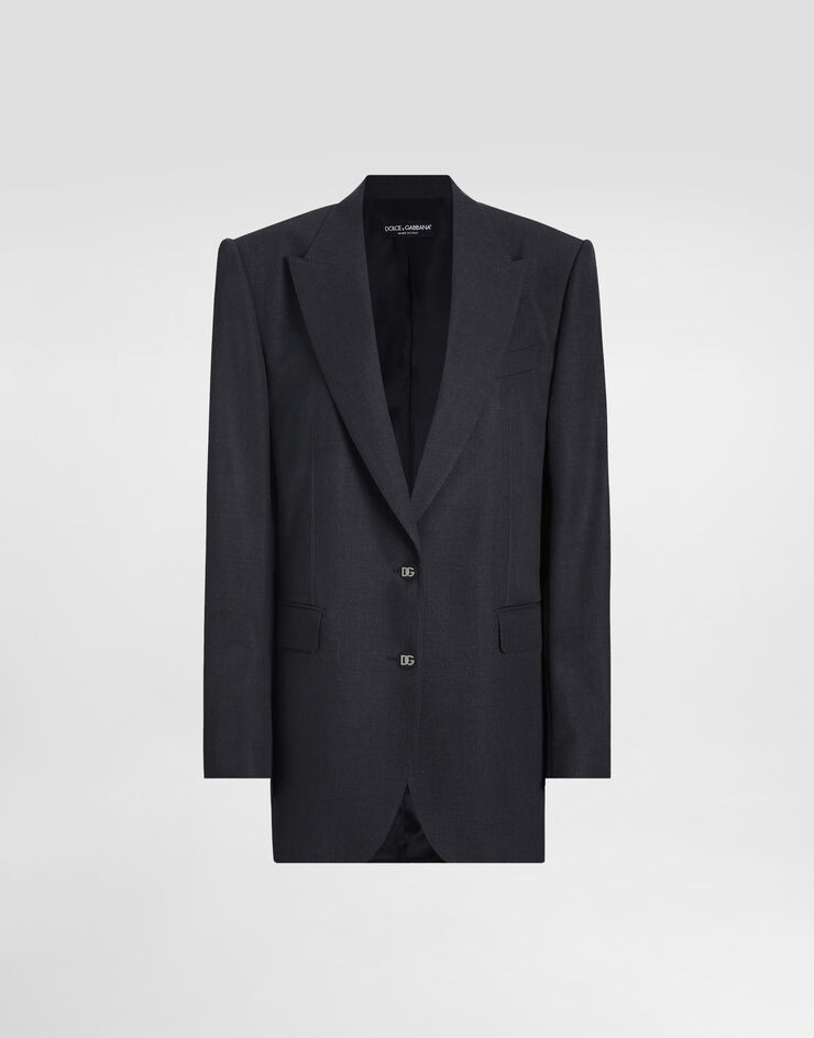 Dolce & Gabbana جاكيت صوف فضفاض رمادي F29GGTFU287