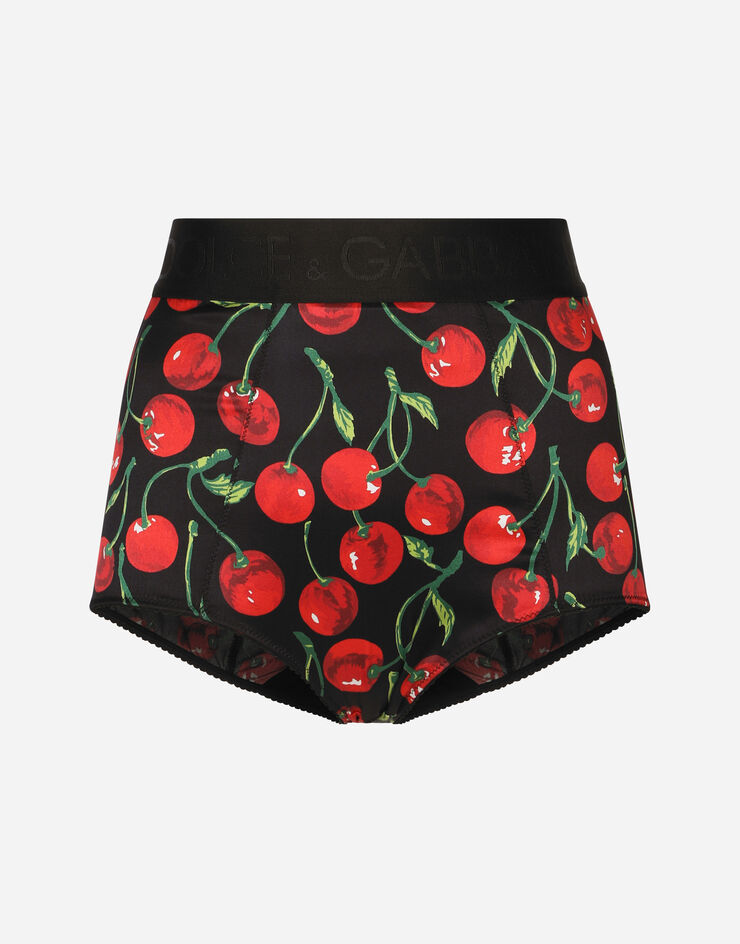 Dolce & Gabbana Cherry-print satin high-waisted panties Multicolor O2D60TFSA40