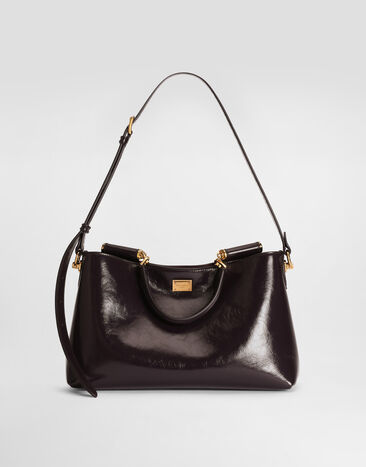 Dolce & Gabbana حقيبة يد Vittoria متوسطة من جلد عجل Bordeaux BB7896AZ000