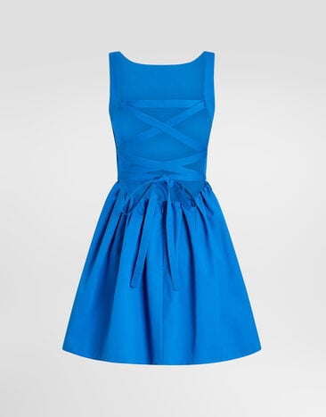 Dolce & Gabbana Kurzes Kleid aus Baumwolle Dolce & Gabbana Kurzes Kleid aus Baumwolle Azurblau F615WTFU62Q