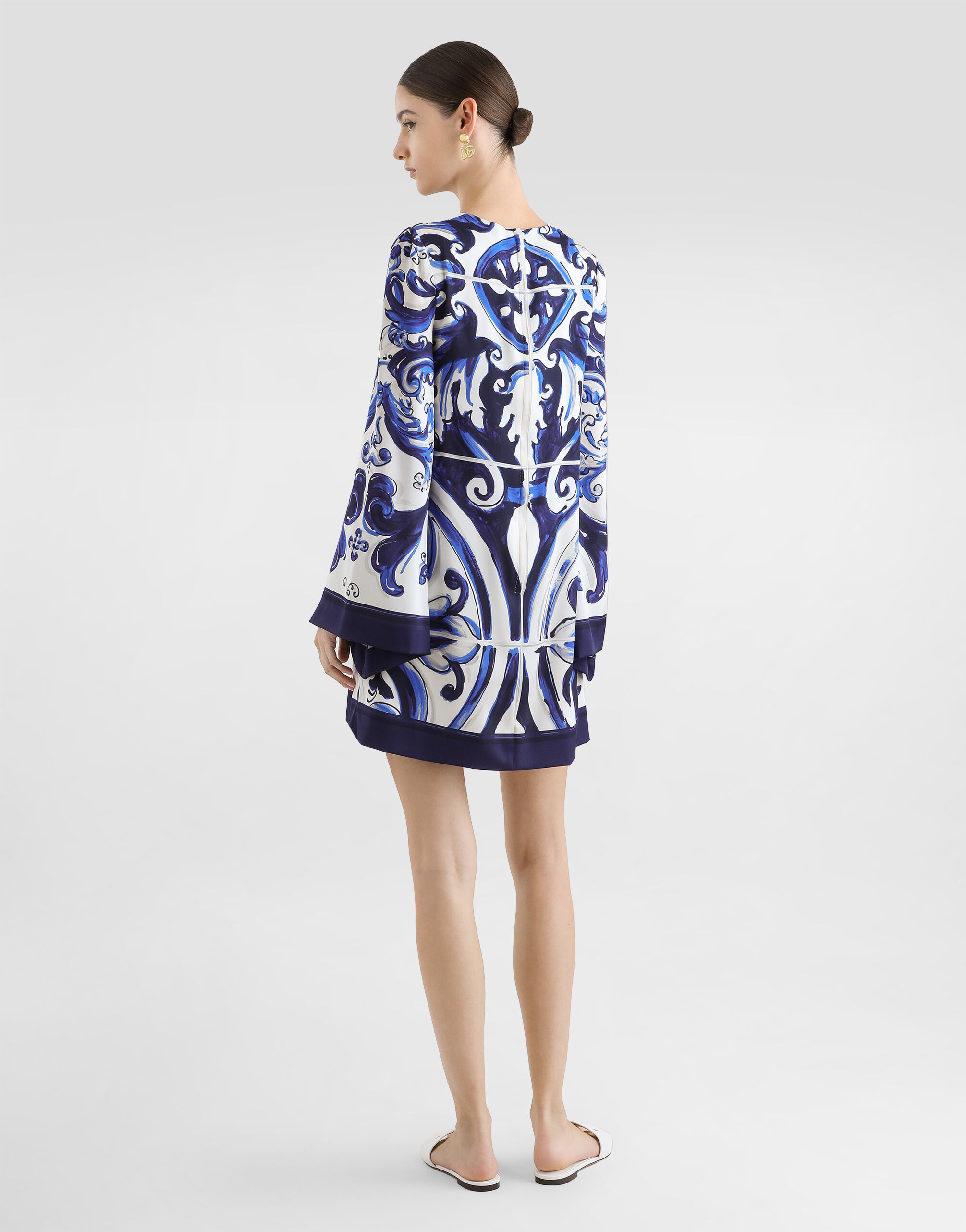 Majolica-print charmeuse dress - thumbnail 3