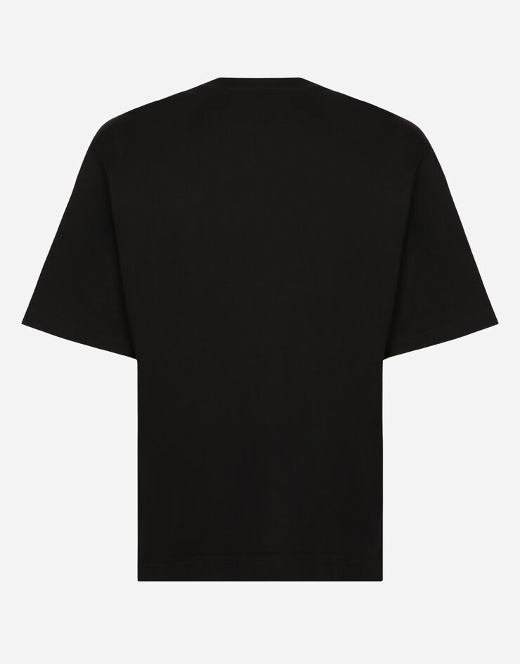 Cotton T-shirt with DG logo print in Black for Men | Dolce&Gabbana®