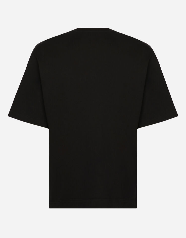 Dolce & Gabbana Camiseta de algodón con estampado logotipo DG Negro G8OA3TFU7EQ