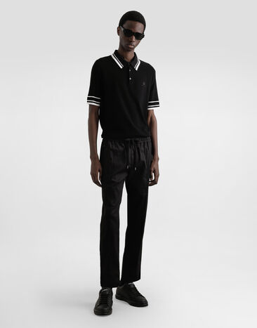 Dolce & Gabbana Silk piqué polo shirt Black GXZ02ZJBSLU