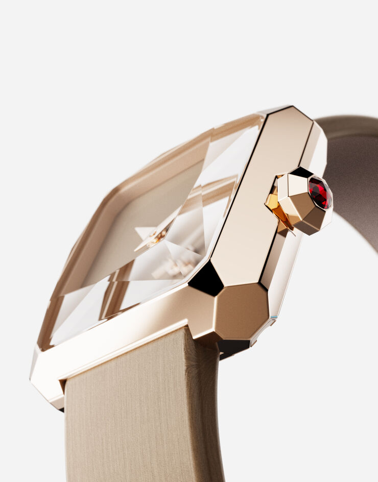 Dolce & Gabbana Reloj de oro con pulsera de seda Beige WWFC2GXCKCT