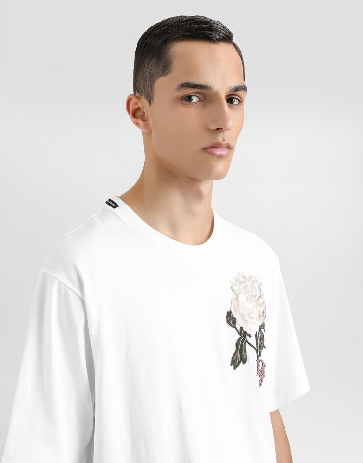 Dolce & Gabbana Cotton T-shirt with patch White G8PN9ZG7O4Q