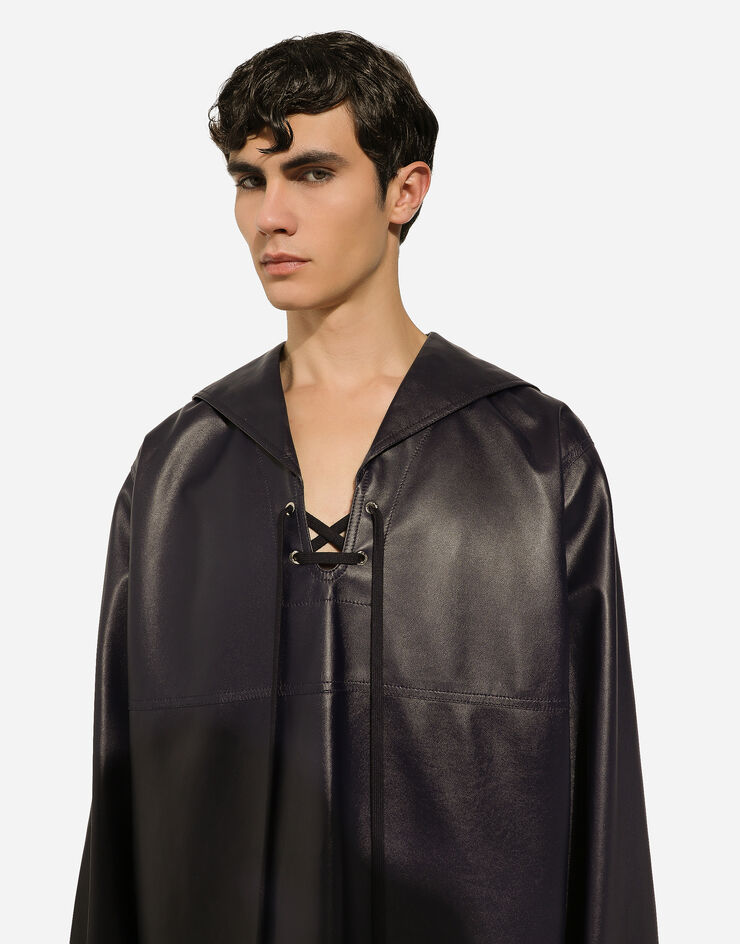 Dolce & Gabbana Leather blouse with sailor-style cape 블루 G5LI5LHULT5