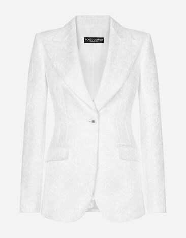 Dolce & Gabbana Single-breasted brocade Turlington blazer White F29UCTFJTBV
