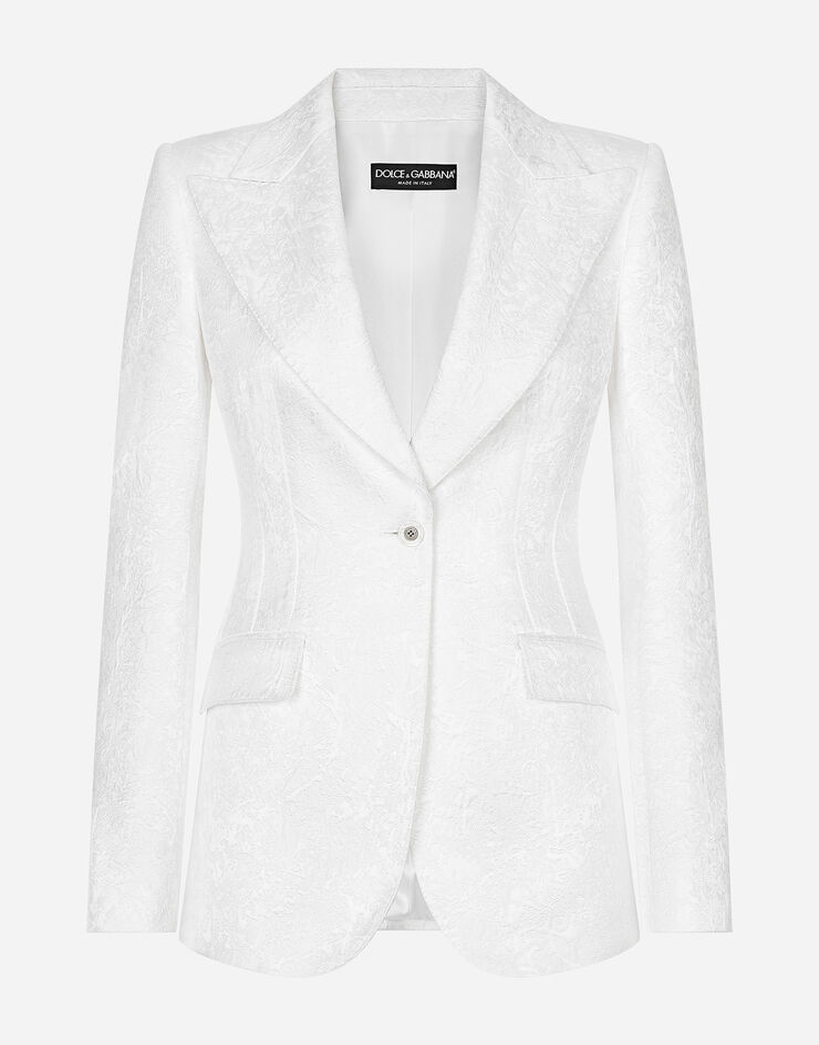 Dolce & Gabbana Giacca monopetto Turlington in broccato Bianco F29UCTFJTBV